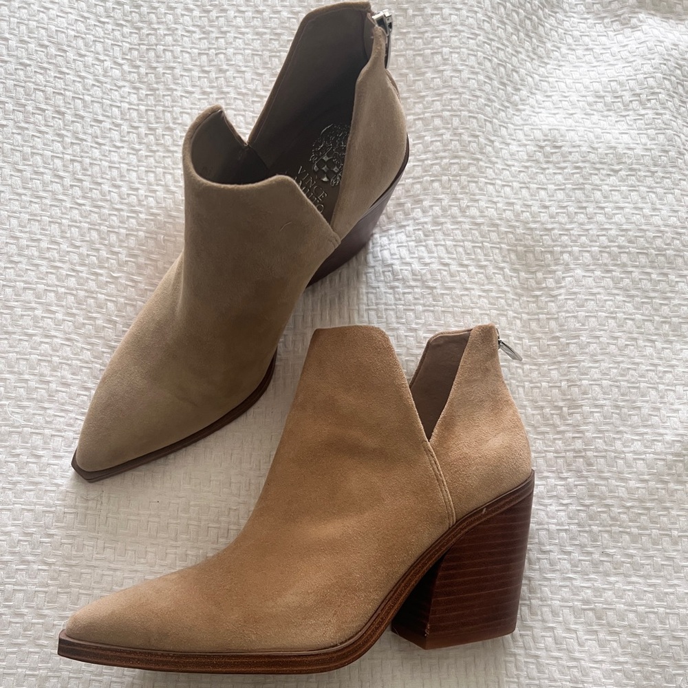 Vince Camuto Gidgeta Tan Suede Ankle Boots 8.5 - Picture 2 of 7
